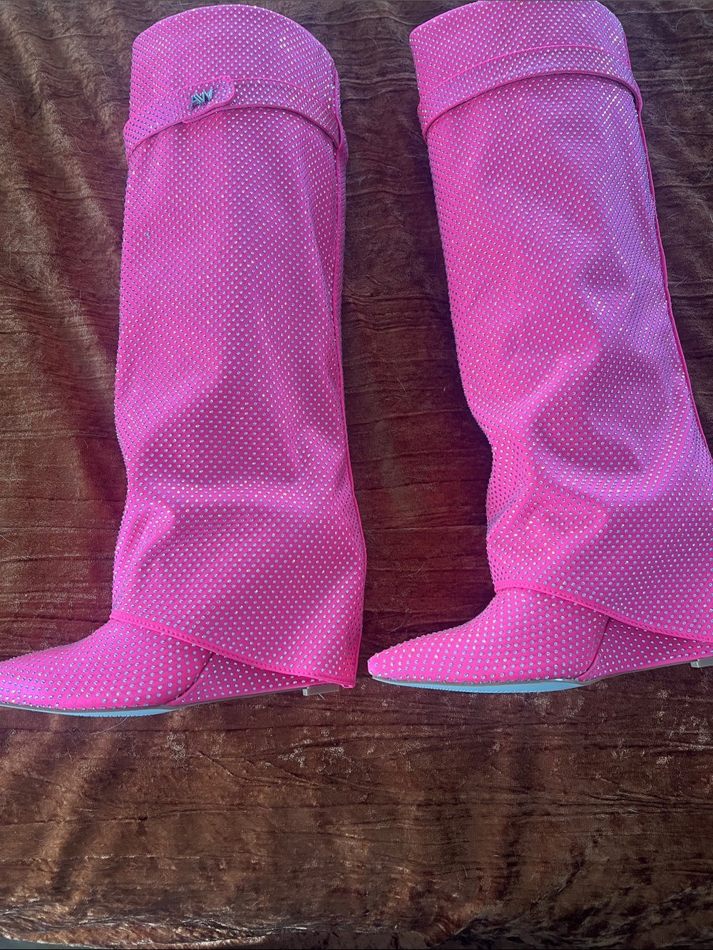 Pink Rhinestone Knee-High Women's Boots